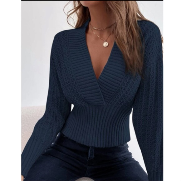 Cozy V neck wrap sweater - Picture 3 of 15